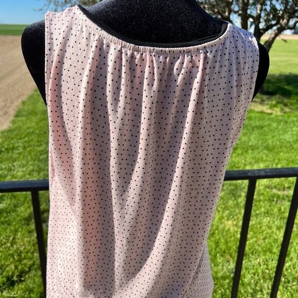 LOFT tank top, pleated front, rounded neckline, pink, women’s PETITE M - Picture 6 of 9